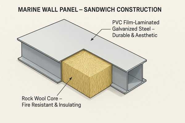 Marine Wall Panel Materials Sandwich Cutaway
