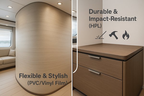 Marine Interiors PVC Vinyl vs HPL Comparison