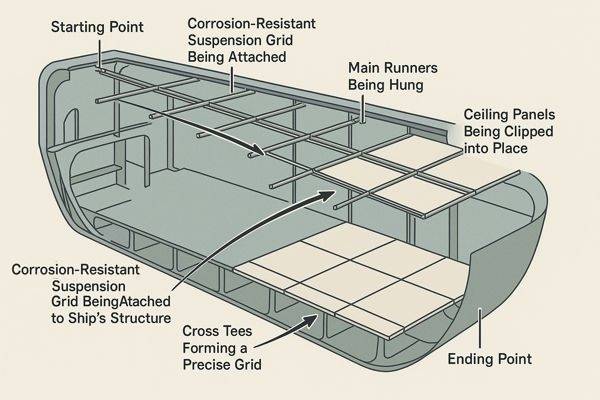 Marine Ceiling Panel System Installation Diagram