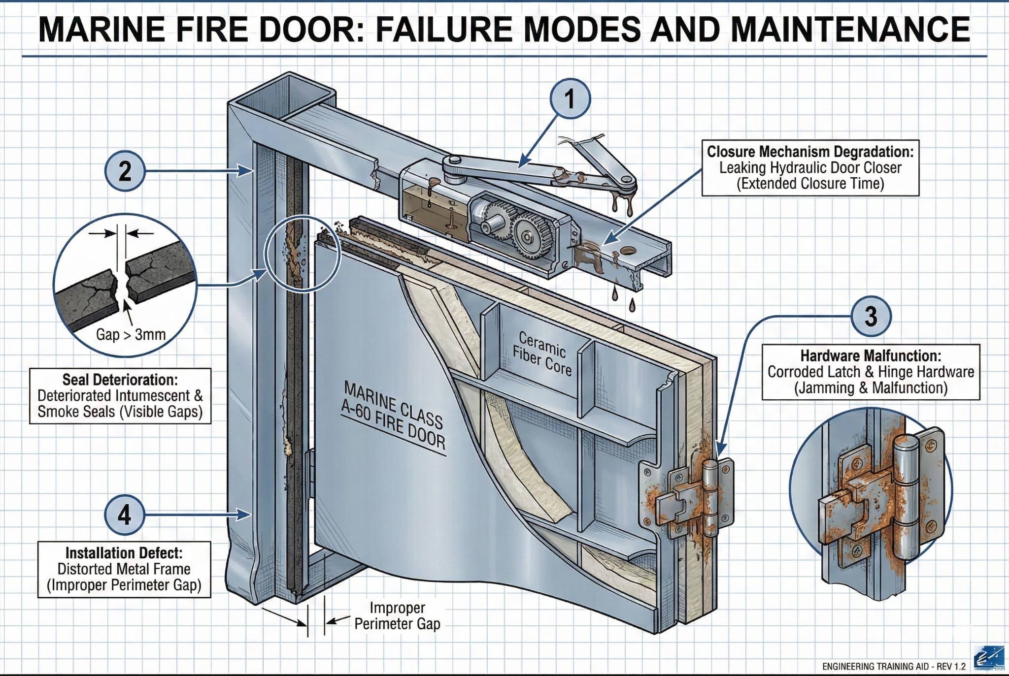 Marine Fire Door Common Failure Modes Diagram