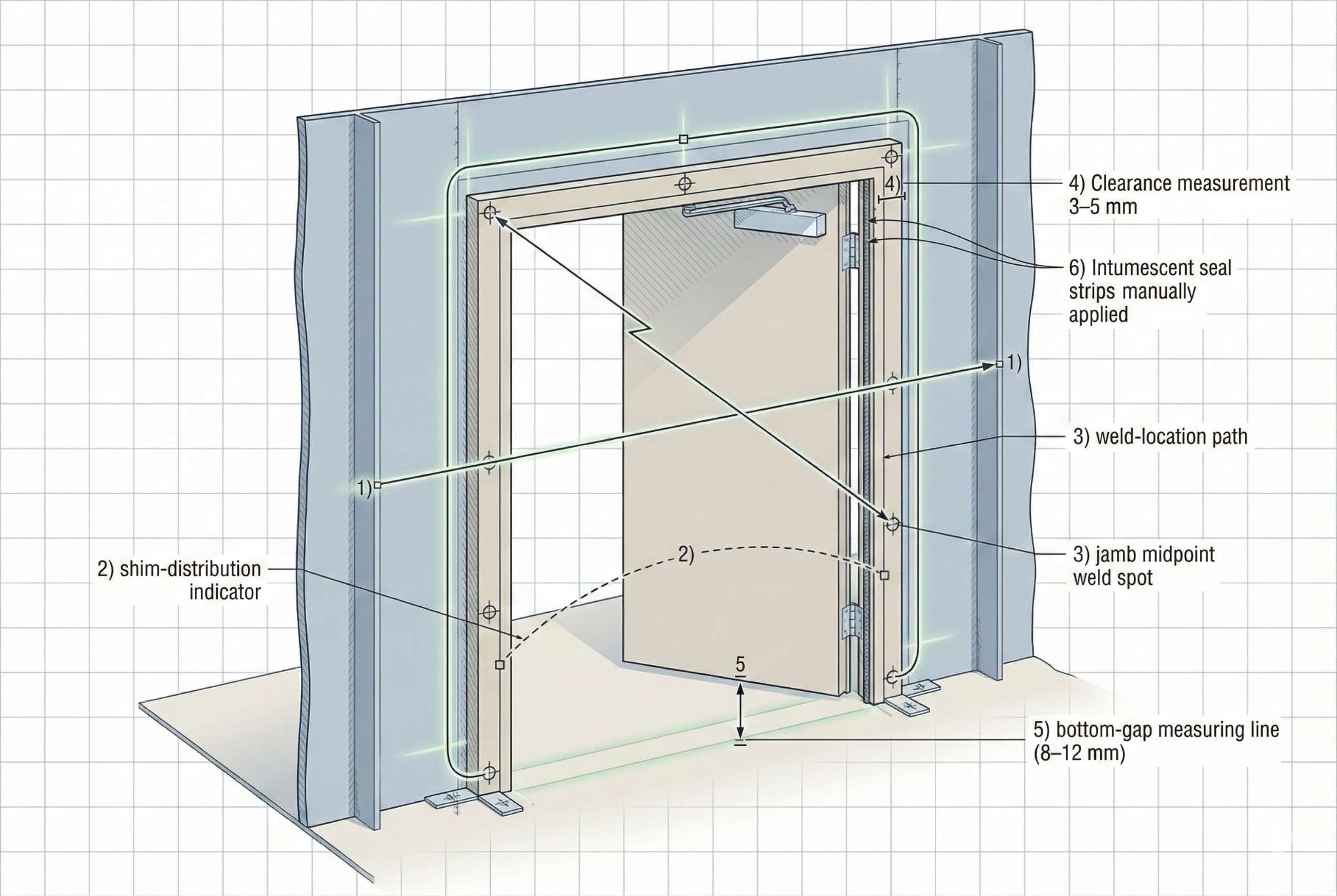Marine Fire Door Installation Alignment Guide Diagram