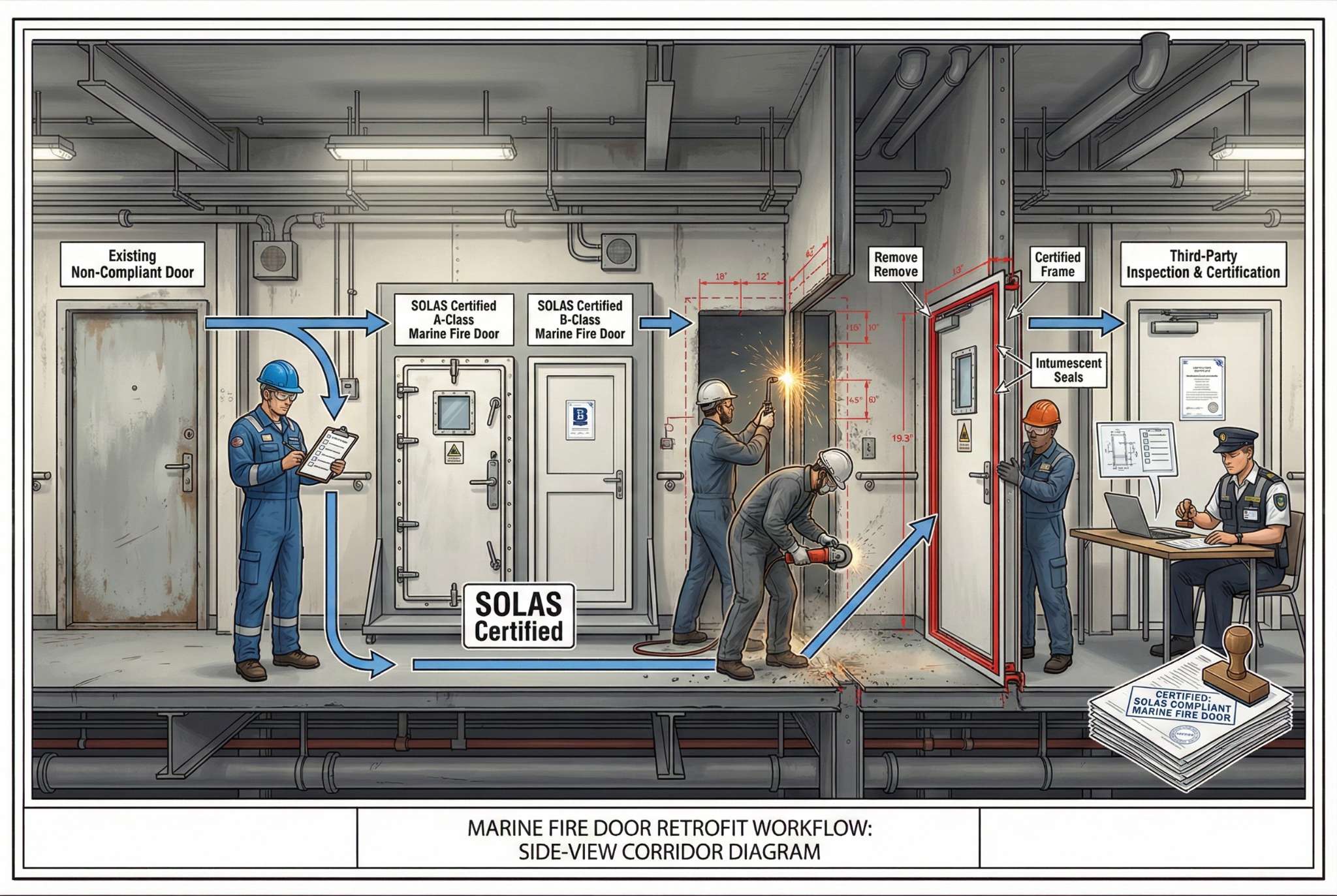 Marine Fire Door Retrofit Process