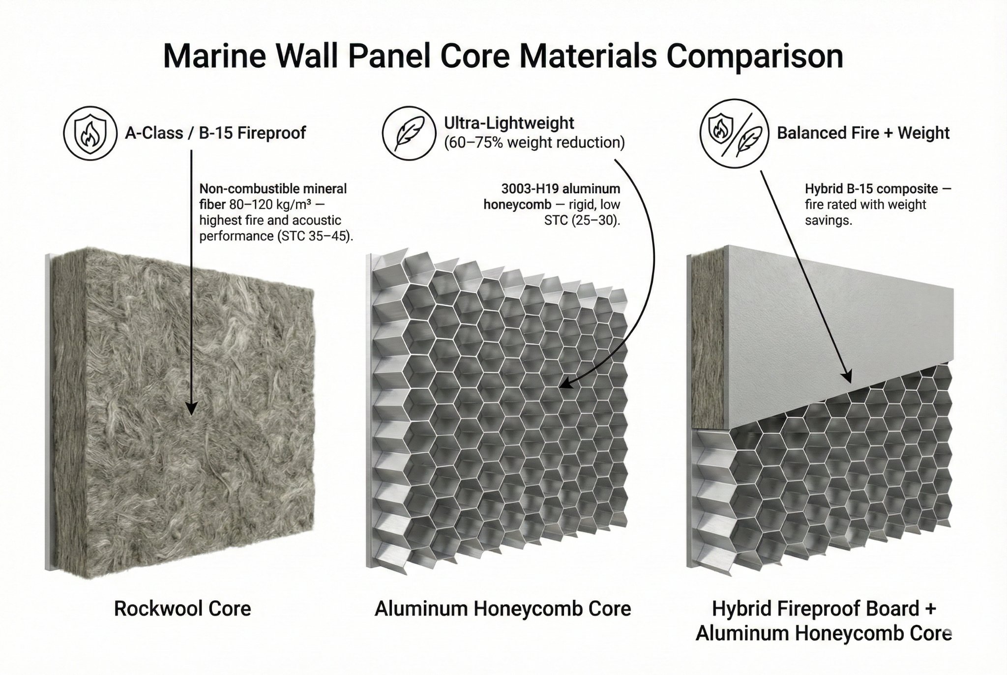 Marine Wall Panel Core Material Selection Guide Diagram
