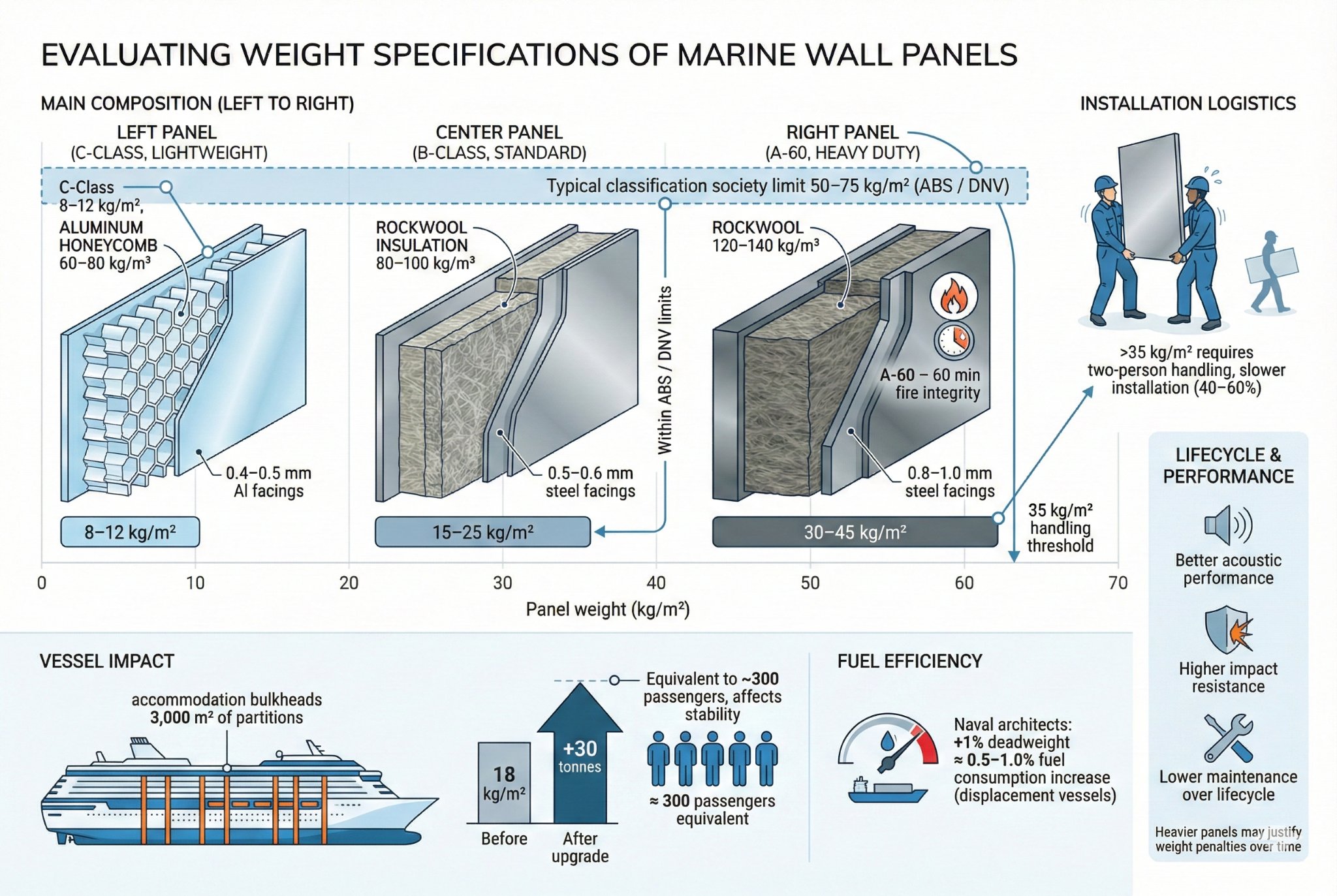 Marine Wall Panel Weight Evaluation and Impact Overview