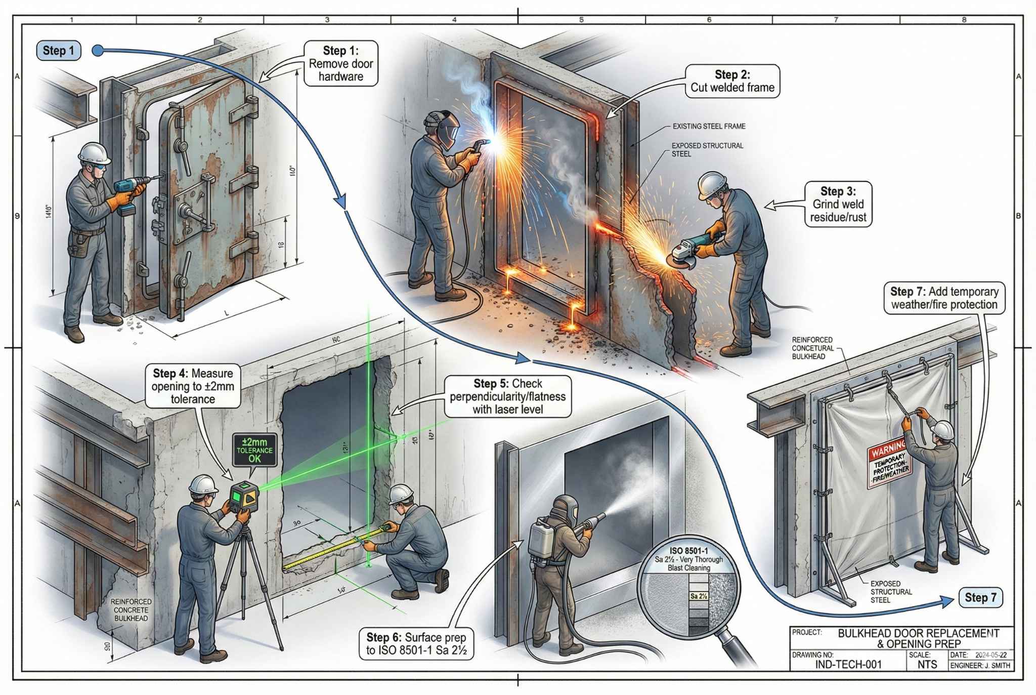 Door removal and opening preparation