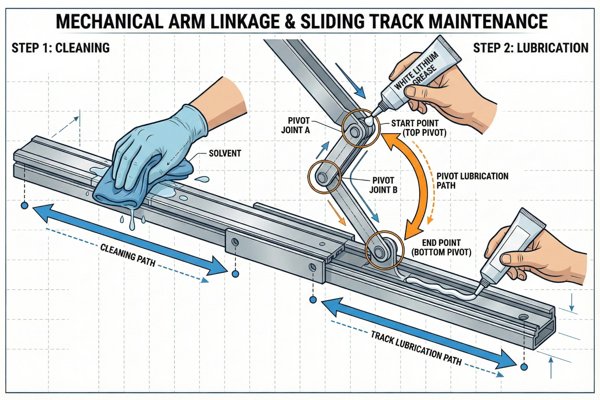 Arm Linkage and Sliding Track Cleaning and Lubrication Guide