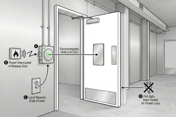 Electromagnetic Door Holder Release Test Diagram
