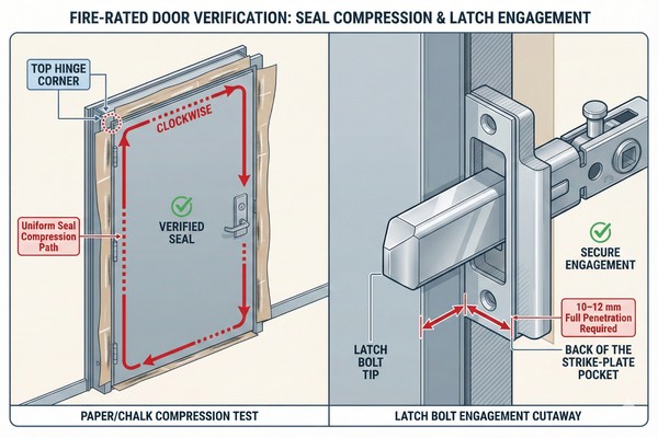 Fire Door Latch Engagement and Seal Compression Check