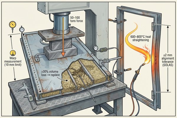 Marine Fire Door Warping Repair Process Cutaway