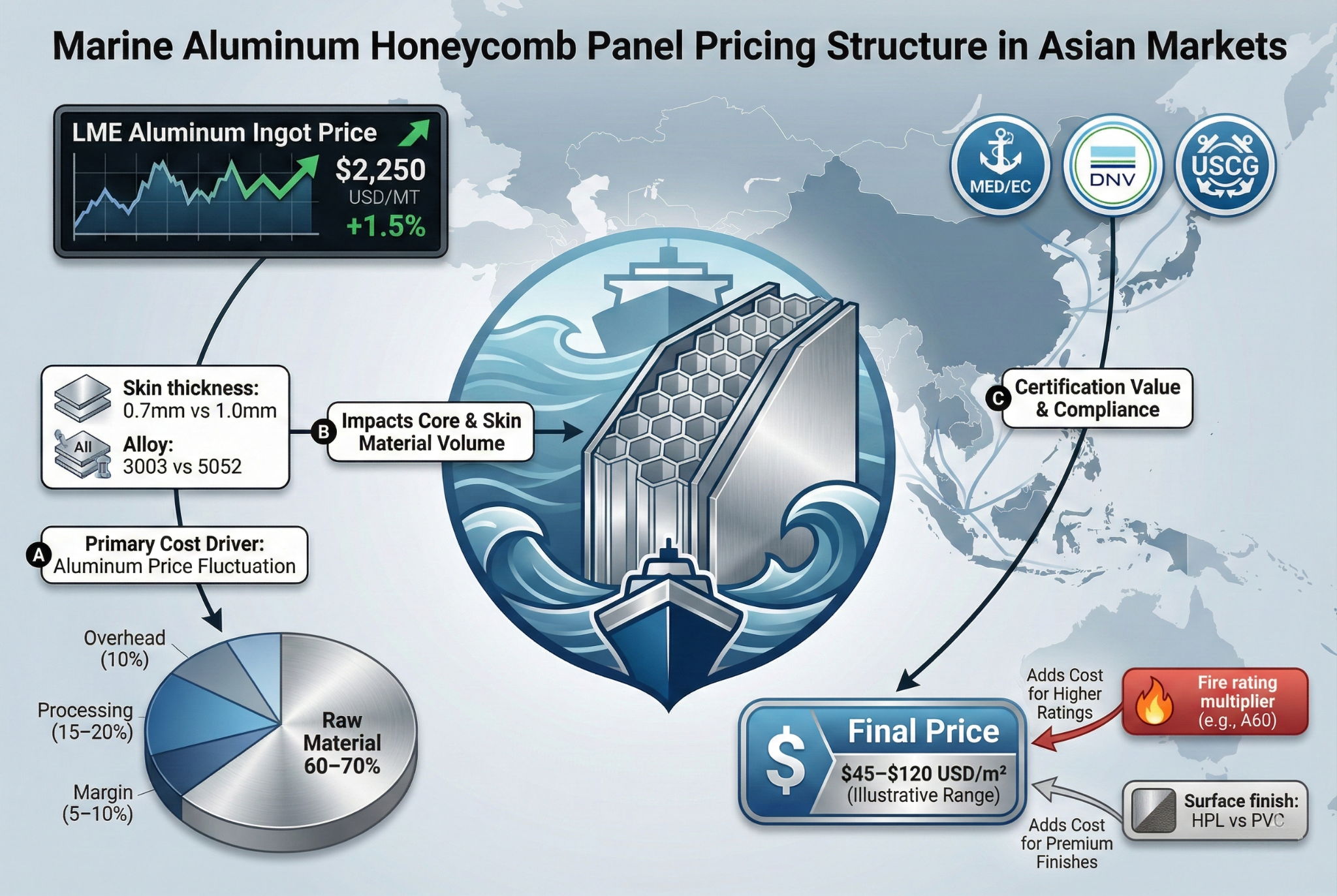 Marine Aluminum Honeycomb Panel Pricing Factors Asia