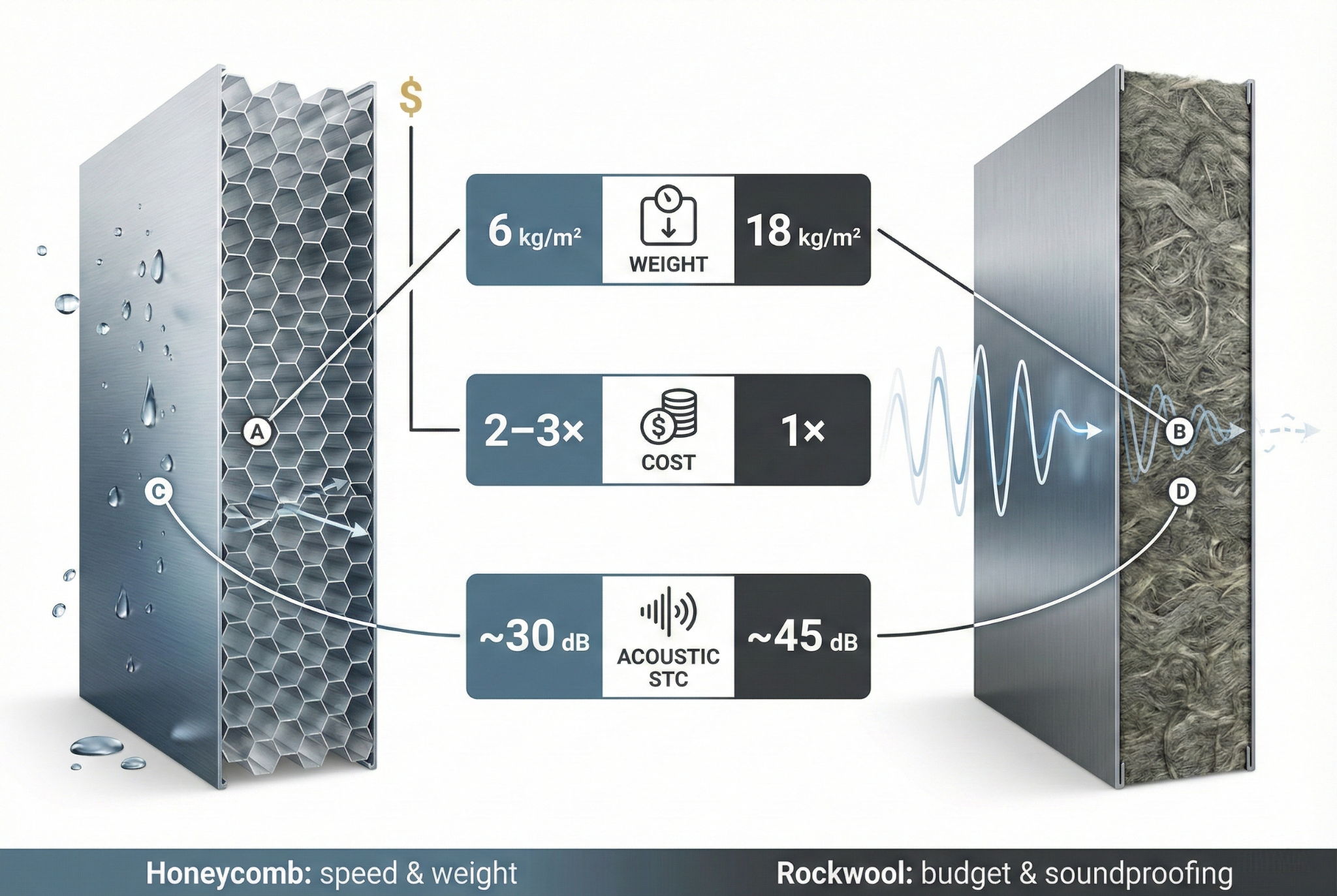 Marine Aluminum Honeycomb vs Rockwool Panel Comparison