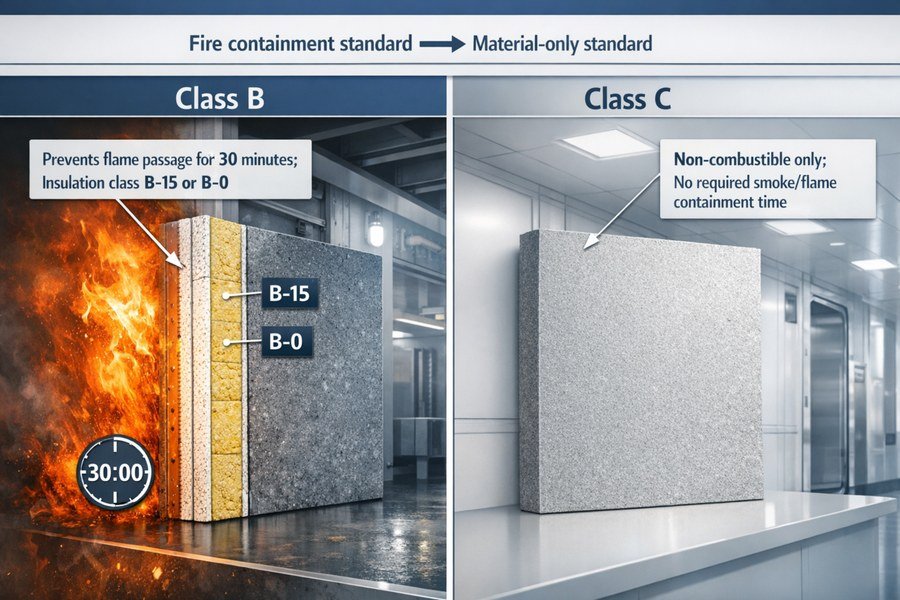 Class B And Class C Panel Fire Rating Standards