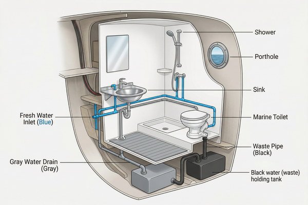 Marine Wet Unit Integrated Plumbing