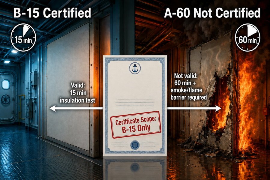 B15 A60 Fire Test Difference