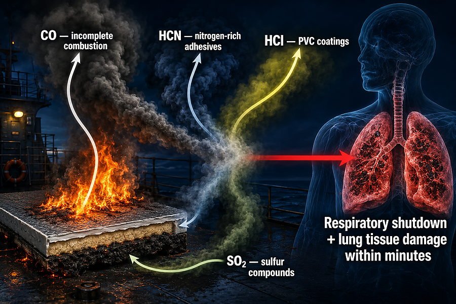 Burning Marine Panel Toxic Gas Release