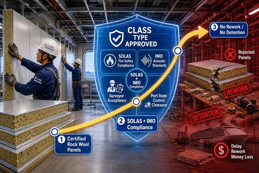 Class Type Approved Rock Wool Core Panels