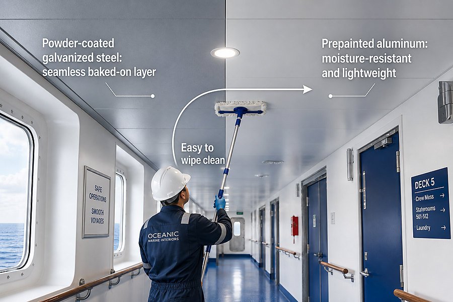 Easy Clean Marine Ceiling Panel Finishes