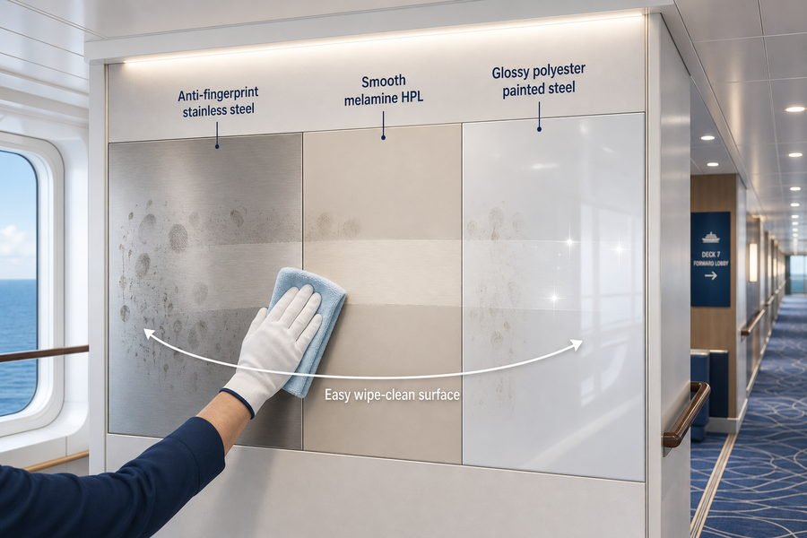 Easy Clean Marine Panel Finishes for Ship Public Areas
