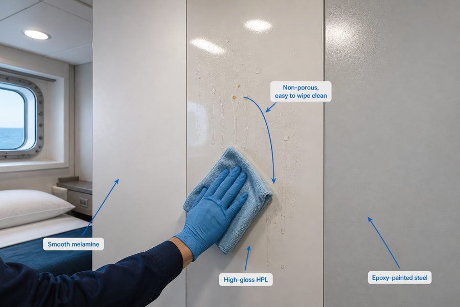 Easy Clean Marine Wall Panel Finishes