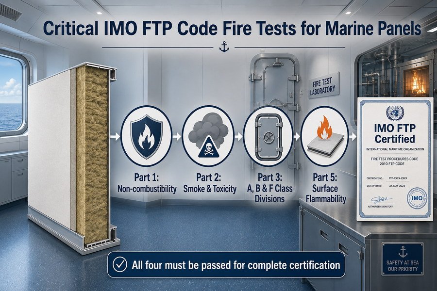 Four Critical IMO FTP Fire Test Parts for Marine Panels