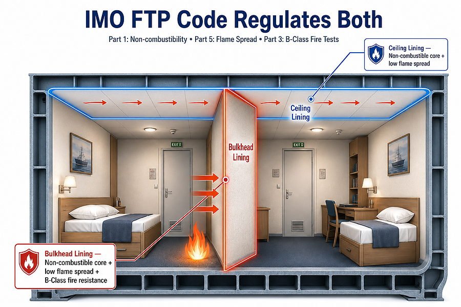 IMO FTP Code Bulkhead and Ceiling Lining Fire Safety