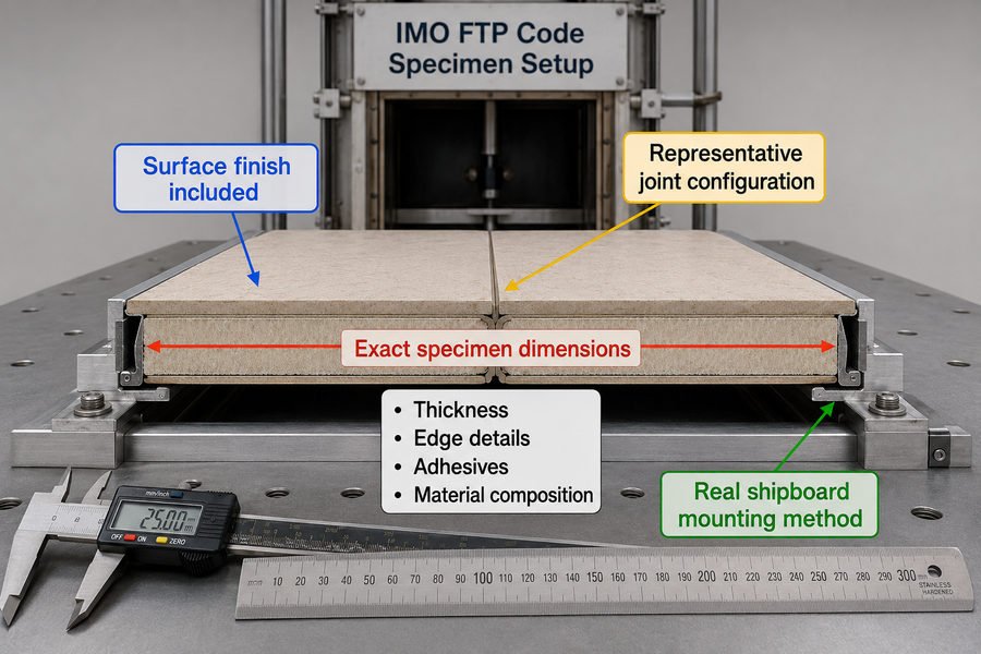 IMO FTP Code Marine Panel Specimen Preparation