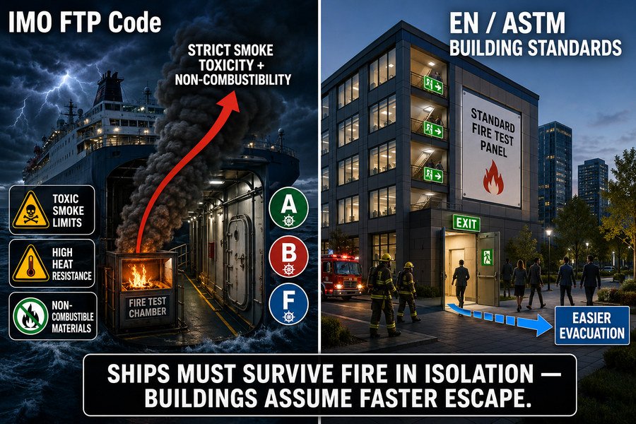 IMO FTP Code vs Land Based Fire Standards