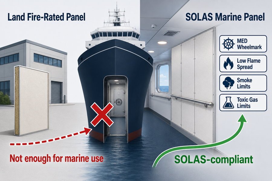Land Fire Panels Cannot Replace SOLAS Marine Panels