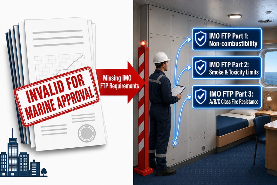 Land Fire Reports vs IMO FTP Marine Approval