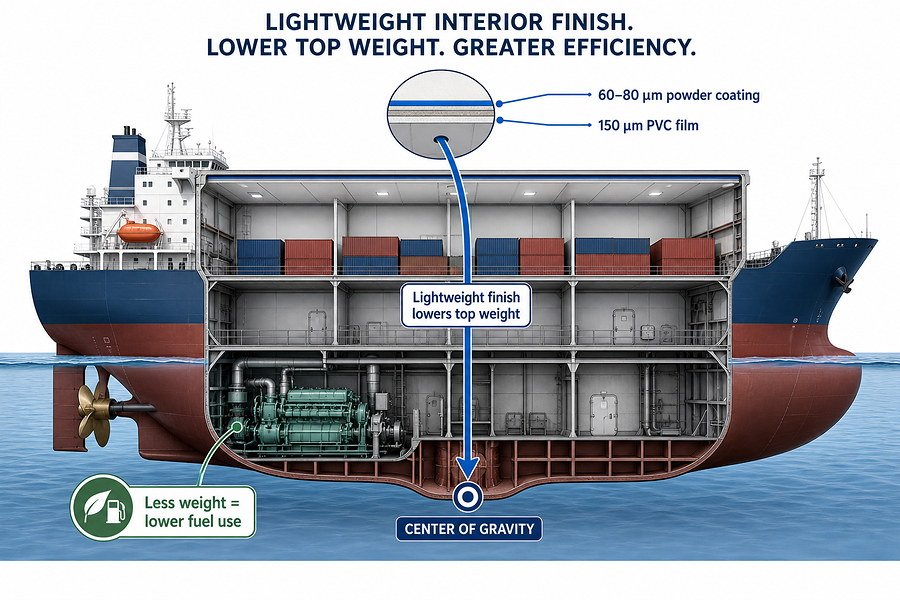 Lightweight Surface Finishes for Marine Ceiling Panels