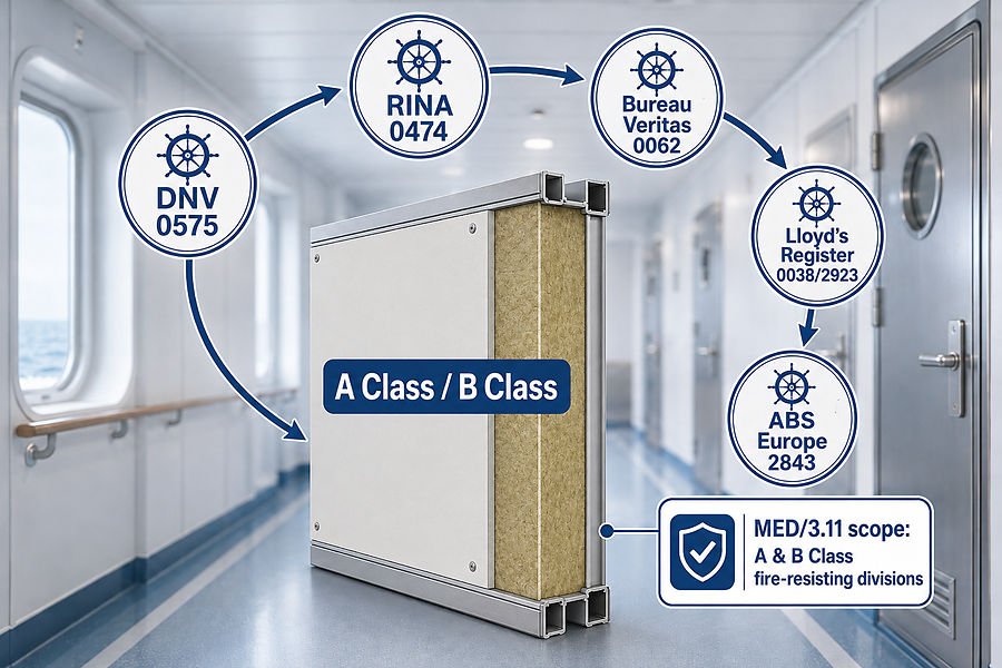 MED Wheel Mark Notified Bodies for Marine Accommodation Panels
