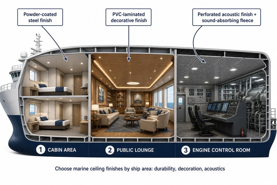 Marine Ceiling Panel Finishes by Ship Area