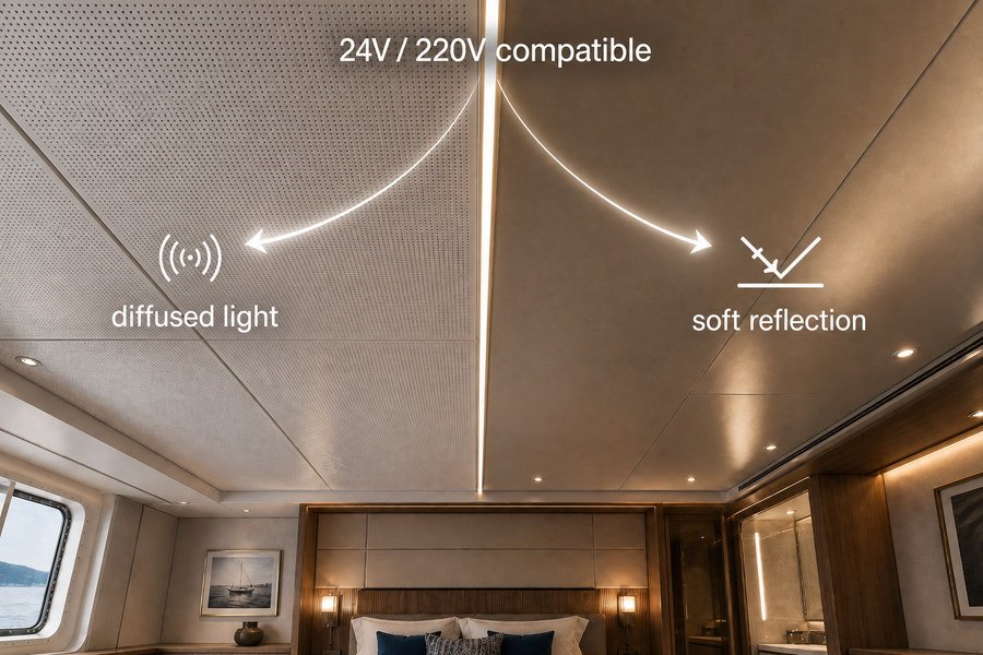 Marine Ceiling Panel Finishes for Cabin Lighting