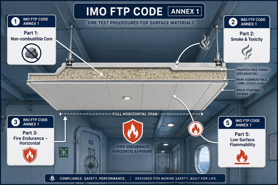 Marine Ceiling Panel IMO FTP Code Test Parts