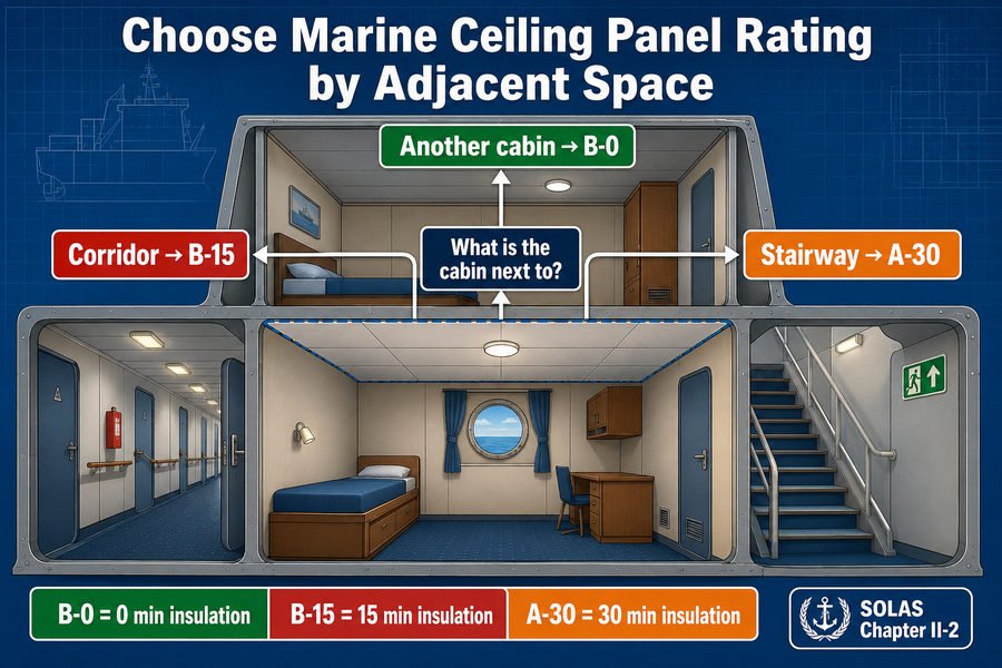 Marine Ceiling Panel Rating Duration by Adjacent Space