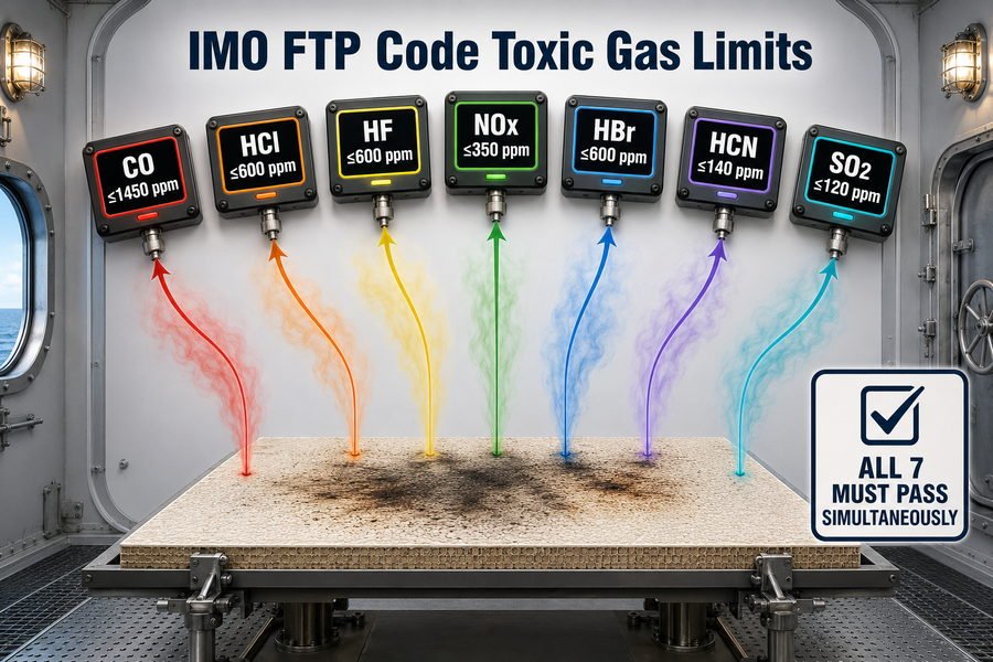 Marine Ceiling Panel Toxic Gas Limits