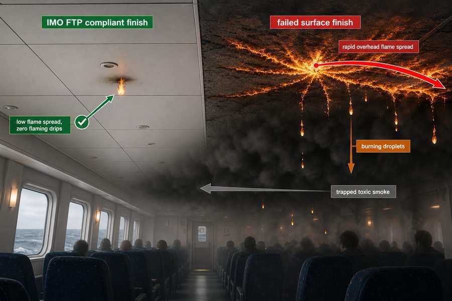 Marine Ceiling Surface Finish Fire Rating Impact