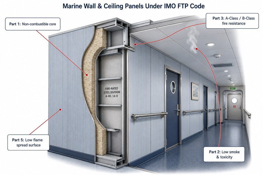 Marine Wall Ceiling Panels IMO FTP Code Coverage