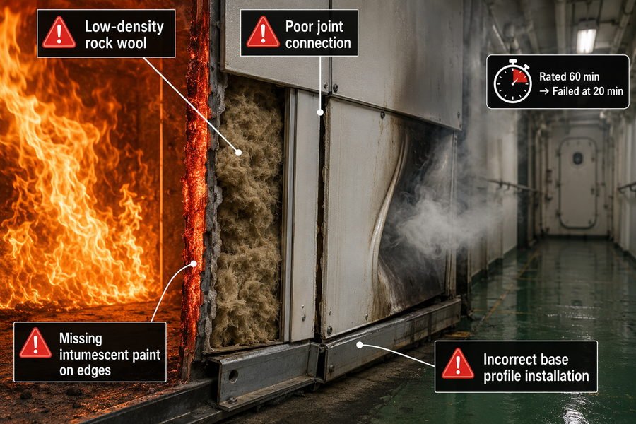 Marine Wall Panel Early Fire Failure