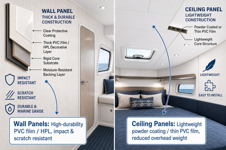 Marine Wall and Ceiling Panel Finish Differences