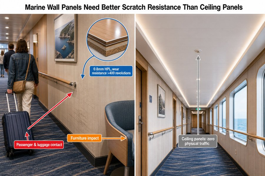 Marine Wall vs Ceiling Panel Scratch Resistance