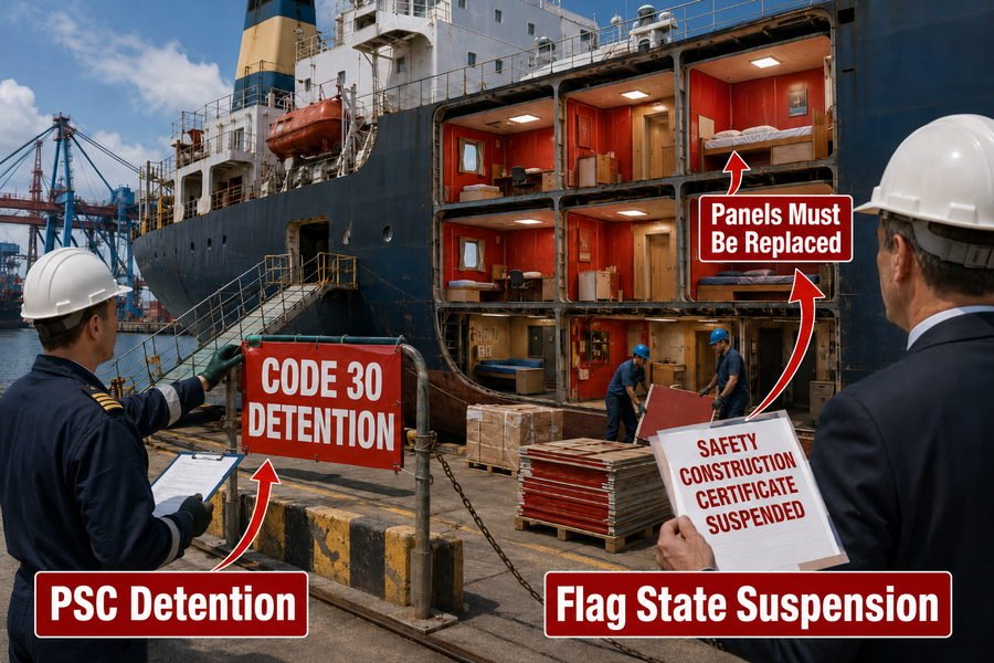Non Compliant Accommodation Panels Vessel Detention