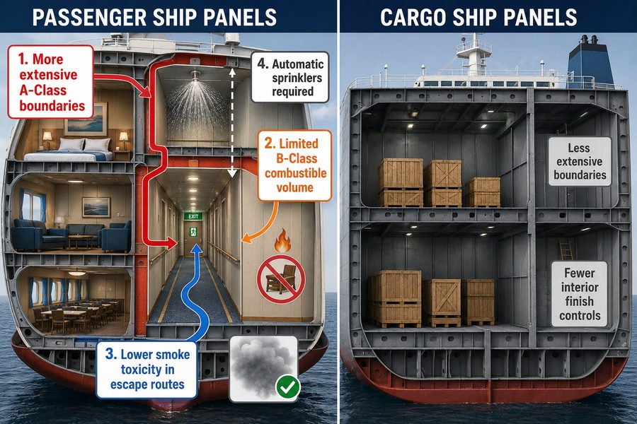 SOLAS Chapter II-2 Passenger vs Cargo Ship Panel Requirements