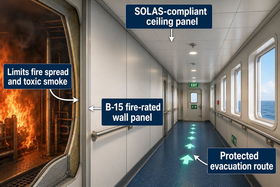 SOLAS Compliant Marine Wall And Ceiling Panels