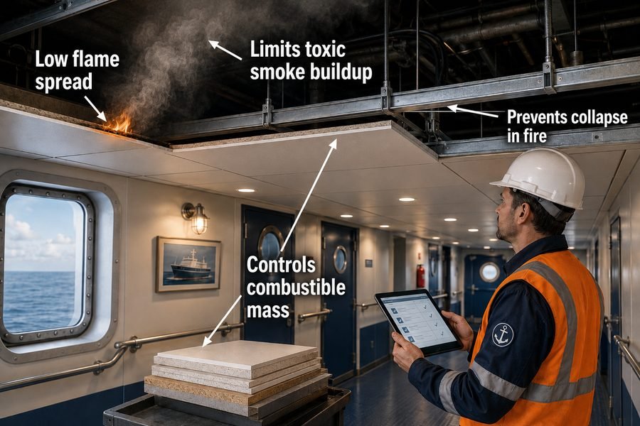 SOLAS Marine Ceiling Finish Fire Compliance