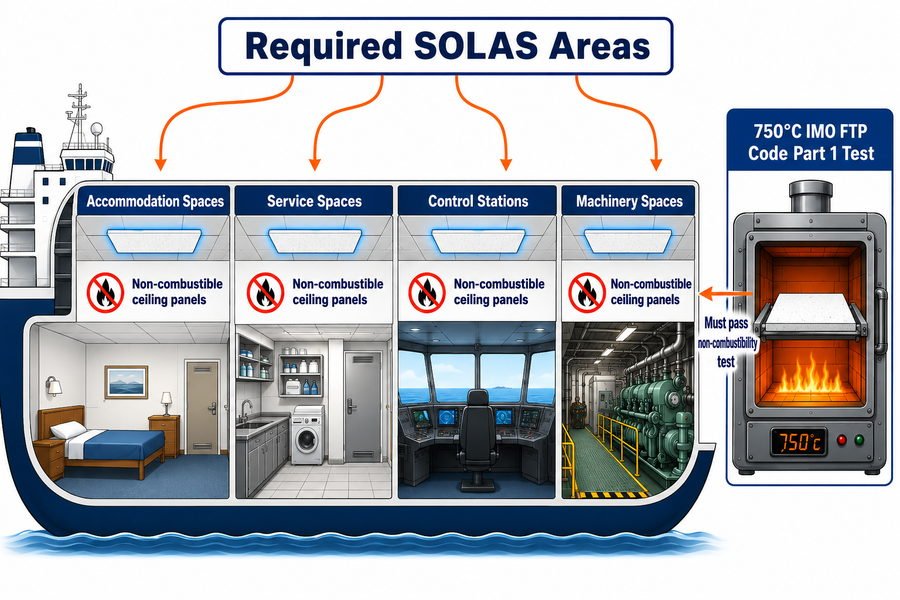 SOLAS Non Combustible Ceiling Panel Requirements