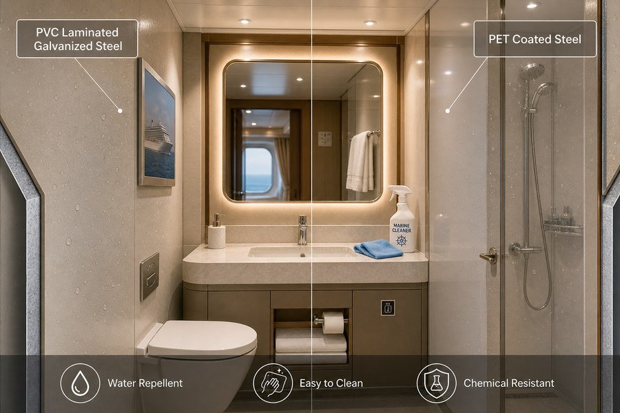 Ship Bathroom Wall Panel Finishes
