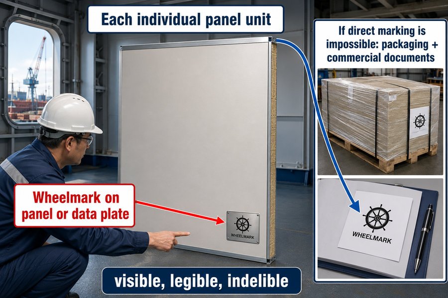 Wheelmark Affixing for Marine Accommodation Panel Units