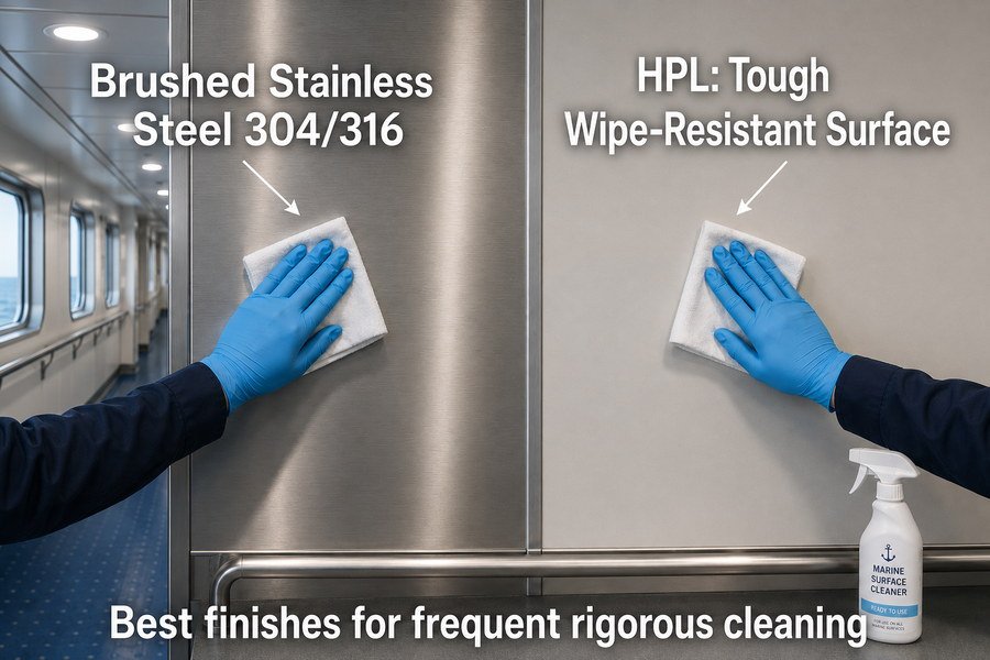 best-marine-panel-finishes-for-frequent-cleaning-stainless-steel-hpl