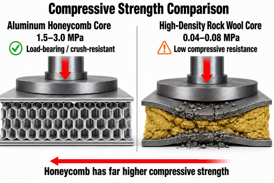Aluminum Honeycomb Rock Wool Core Compressive Strength